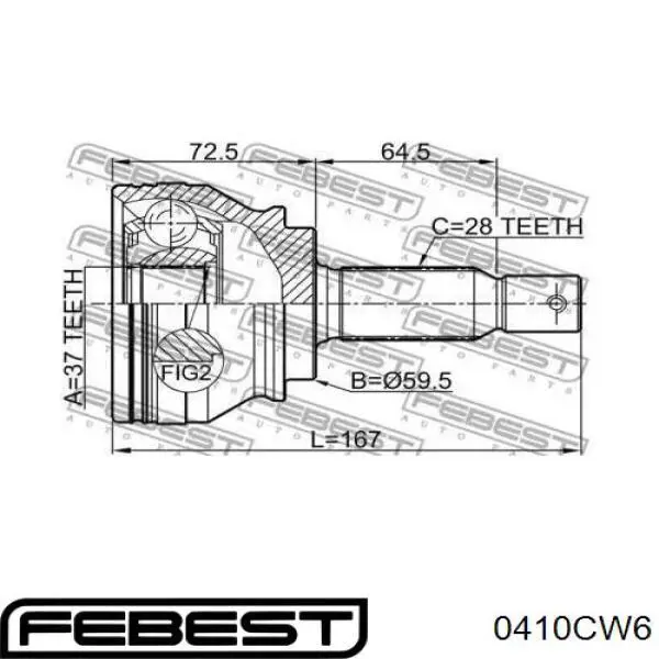Junta homocinética exterior delantera Febest 0410CW6 precio, desde 43,32 EUR