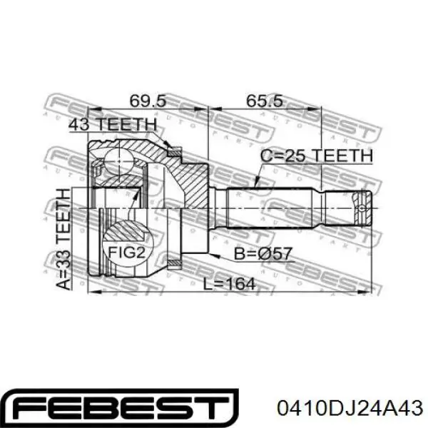 Junta homocinética exterior delantera Febest 0410DJ24A43 precio, desde 60,76 EUR