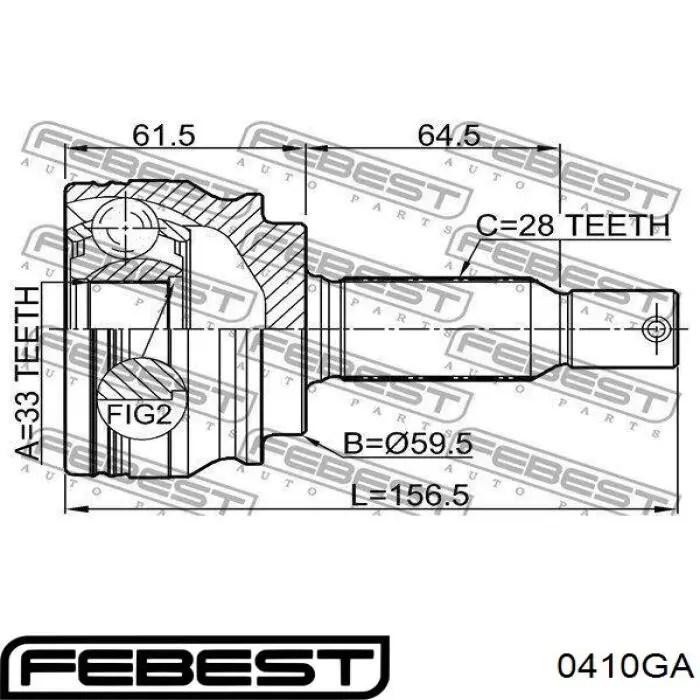 0410GA Febest junta homocinética exterior delantera