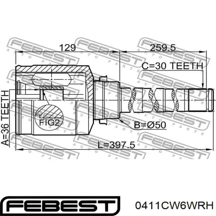 Junta homocinética interna delantera derecha 3817A160 Mitsubishi