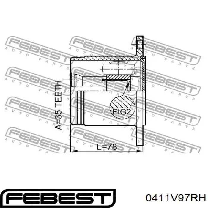 0411V97RH Febest junta homocinética interior delantera derecha