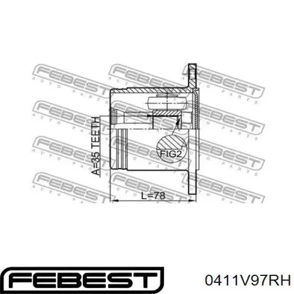 Comprar 0411V97RH Febest Junta homocinética interna delantera derecha