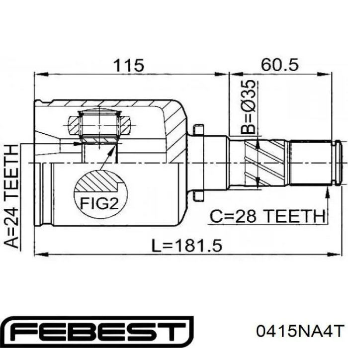 Comprar 0415NA4T Febest Fuelle de semieje delantero interior