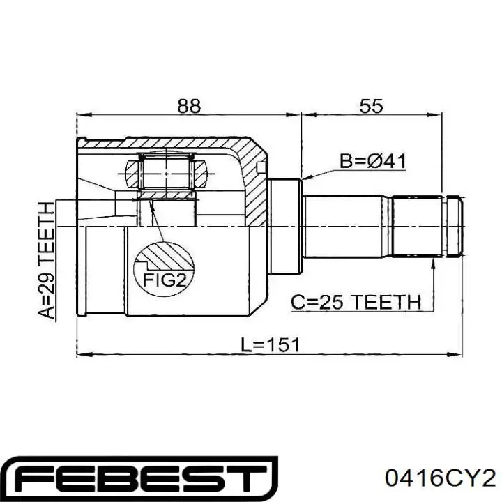 Comprar 0416CY2 Febest Junta trípode interior