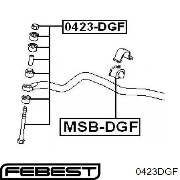 0423DGF Febest soporte de barra estabilizadora delantera