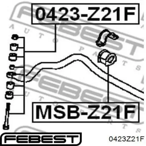 0423-Z21F Febest soporte de barra estabilizadora delantera