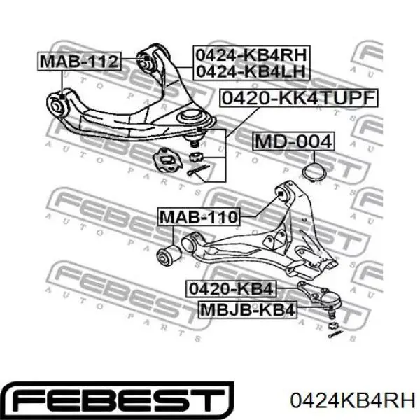 Brazo superior derecho de la suspensión delantera Mitsubishi 4010A148 precio, desde 70,13 EUR