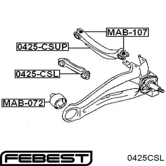 0425-CSL Febest barra transversal de suspensión trasera
