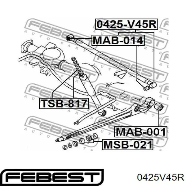Comprar 0425V45R Febest Barra transversal reactiva de la suspensión trasera