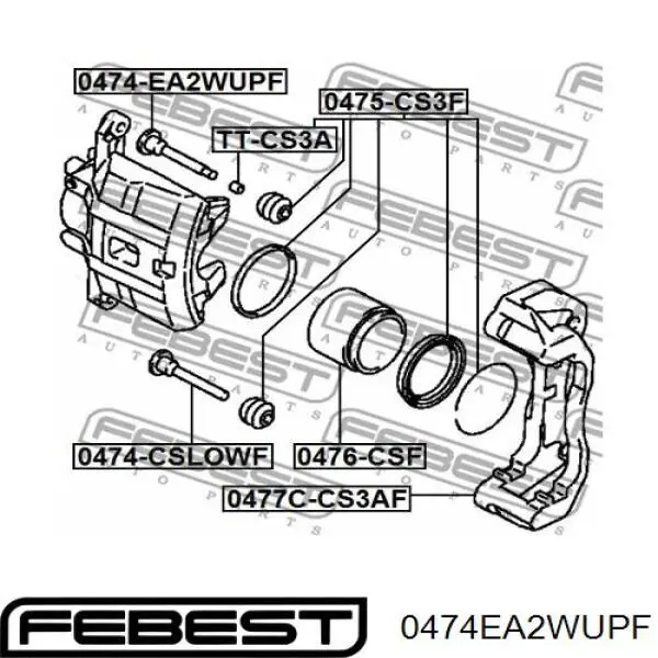Pasador guía superior de la pinza de freno delantera Febest 0474EA2WUPF precio, desde 13,98 EUR