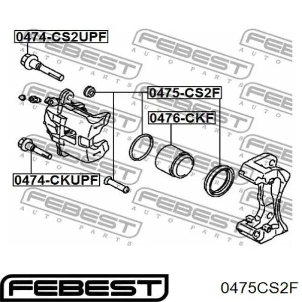 0475-CS2F Febest juego de reparación, pinza de freno delantero