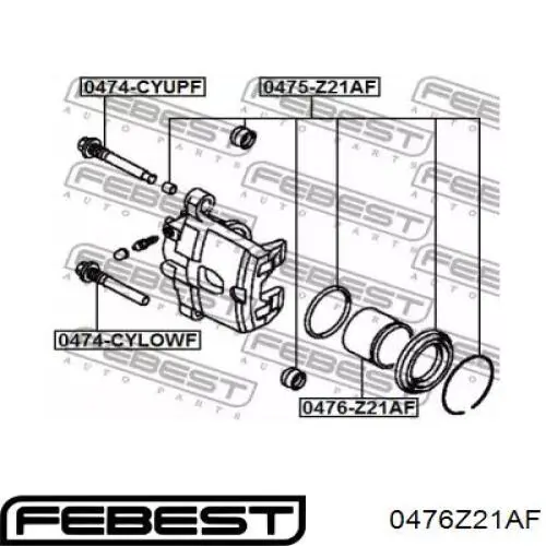 0476-Z21AF Febest émbolo, pinza del freno delantera