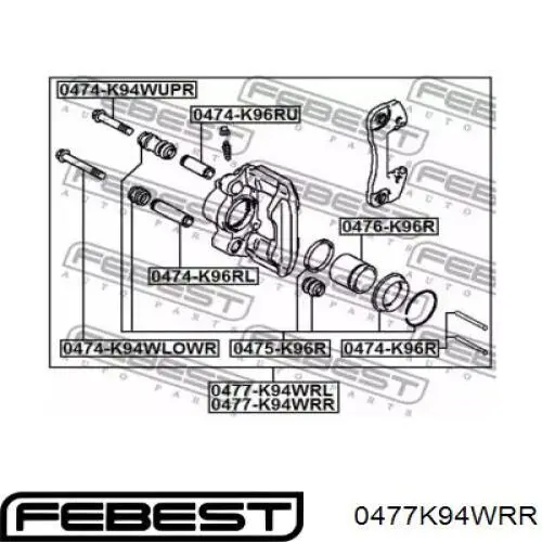 0477-K94WRR Febest pinza de freno trasero derecho