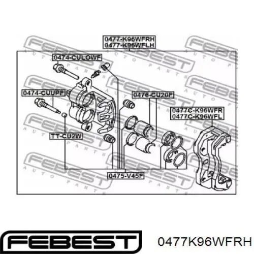 0477-K96WFRH Febest pinza de freno delantera derecha