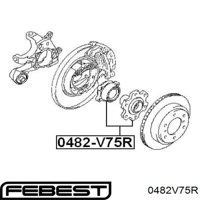 Comprar 0482V75R Febest Cubo de rueda, Eje trasero