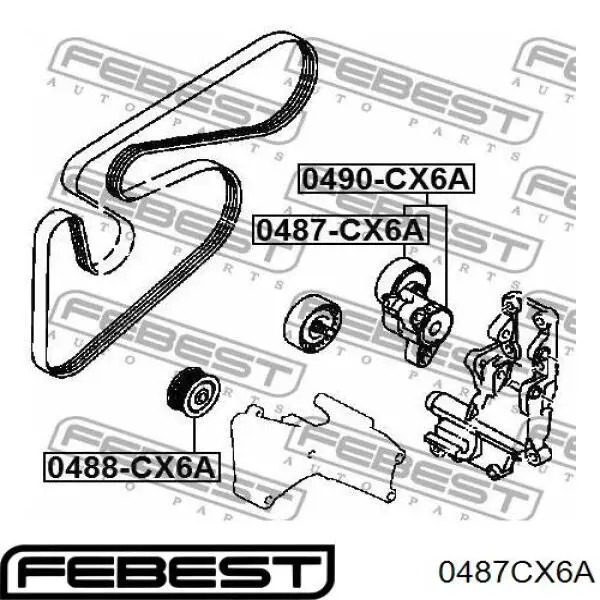 Comprar 0487CX6A Febest Polea tensora, correa poli V