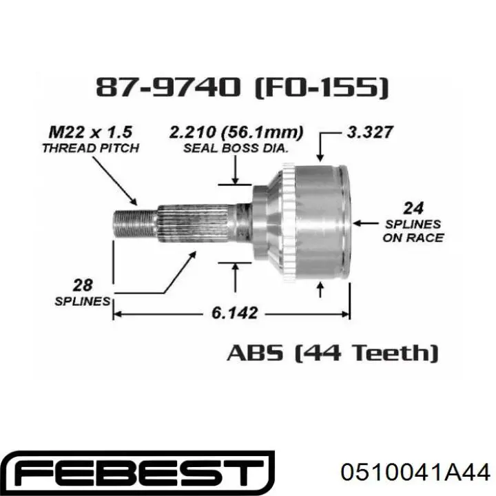 Comprar 0510041A44 Febest Junta homocinetica