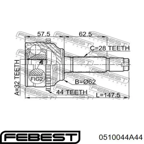 Comprar 0510044A44 Febest Junta homocinetica