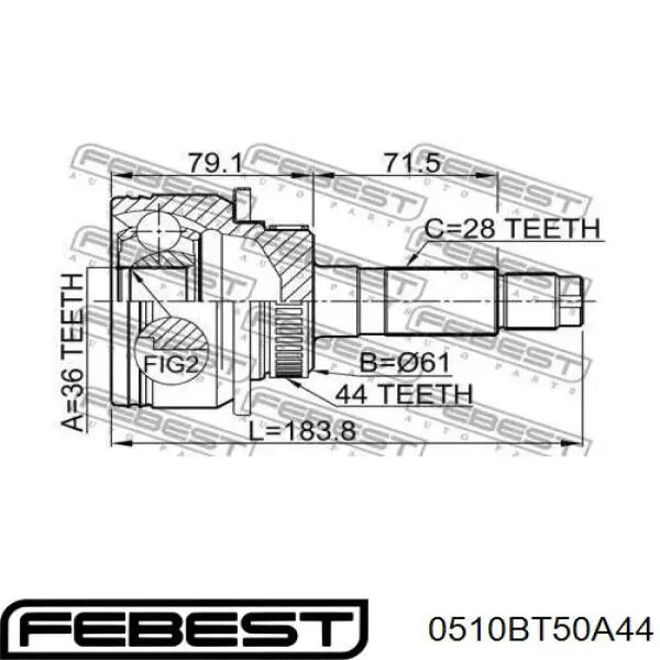 Junta homocinética exterior delantera Febest 0510BT50A44 precio, desde 81,97 EUR