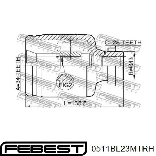 0511-BL23MTRH Febest junta homocinética interior delantera derecha