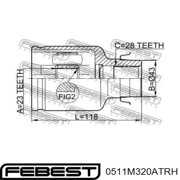 Junta homocinética interna delantera derecha Febest 0511M320ATRH precio, desde 36,61 EUR