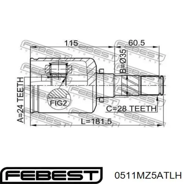 Comprar 0511MZ5ATLH Febest Junta homocinética interna delantera izquierda