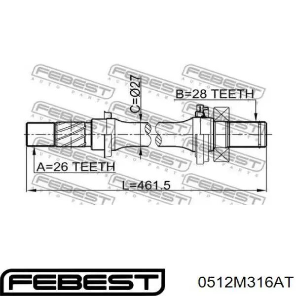 FG0225700B Mazda Árbol de transmisión intermedio