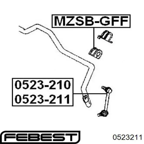 0523-211 Febest barra estabilizadora delantera izquierda