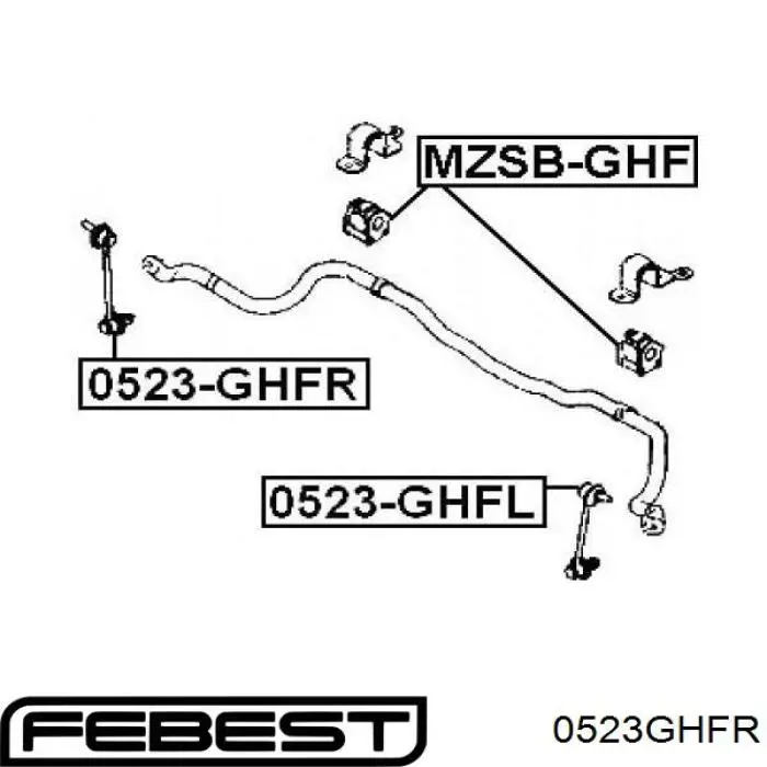 0523GHFR Febest barra estabilizadora delantera derecha