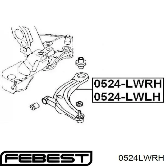 0524LWRH Febest barra oscilante, suspensión de ruedas delantera, inferior derecha