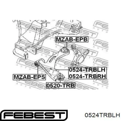 0524TRBLH Febest barra oscilante, suspensión de ruedas delantera, inferior izquierda