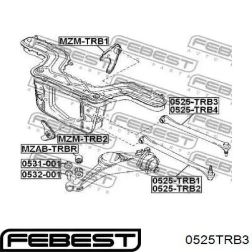 Brazo transversal izquierdo de suspensión trasera Febest 0525TRB3 precio, desde 69,15 EUR