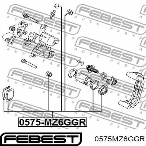 0575-MZ6GGR Febest juego de reparación, pinza de freno trasero