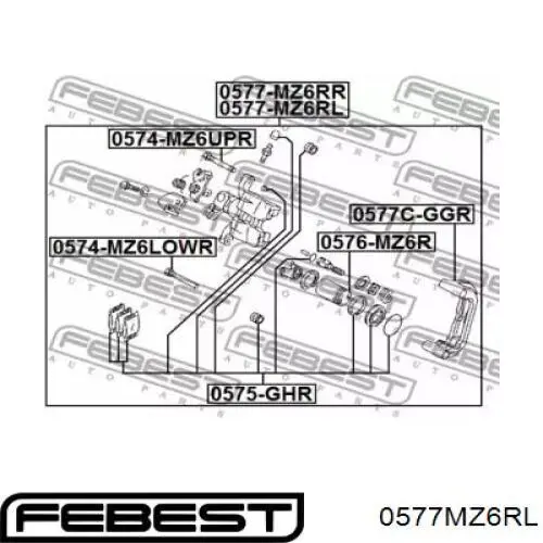 0577-MZ6RL Febest pinza de freno trasera izquierda