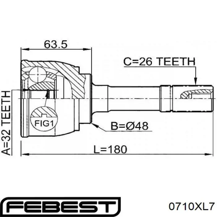 0710XL7 Febest junta homocinética exterior delantera