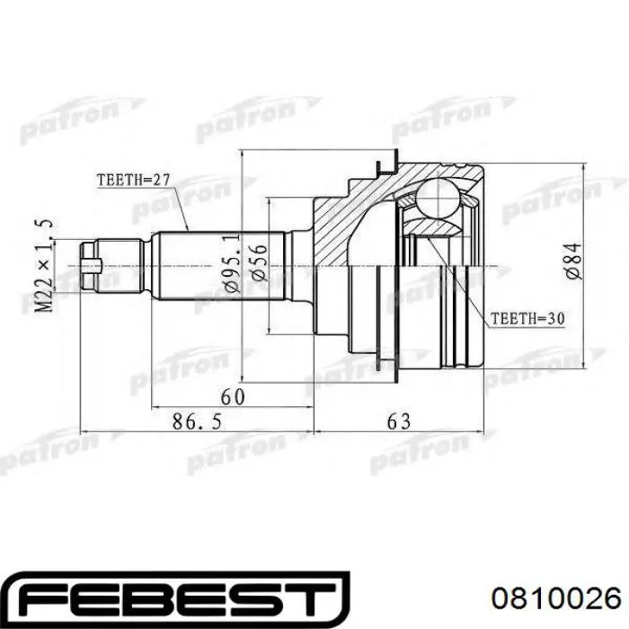 Junta homocinetica 0810026 Febest