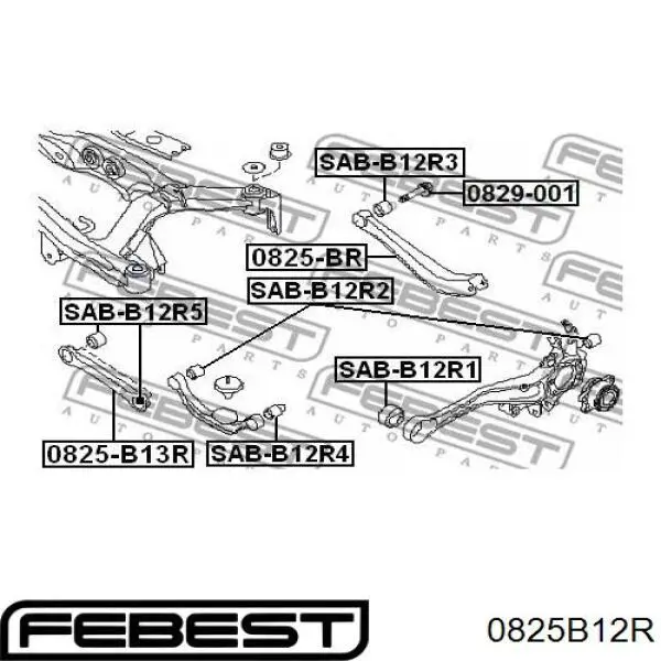 Barra transversal de la suspensión trasera 0825B12R Febest
