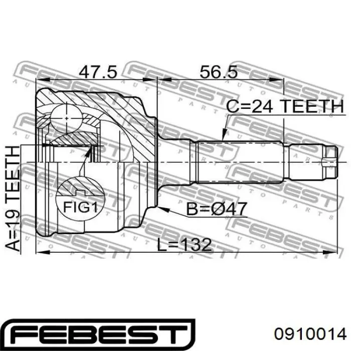 0910014 Febest junta homocinética exterior delantera