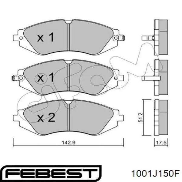 Pastillas de freno delanteras Febest 1001J150F