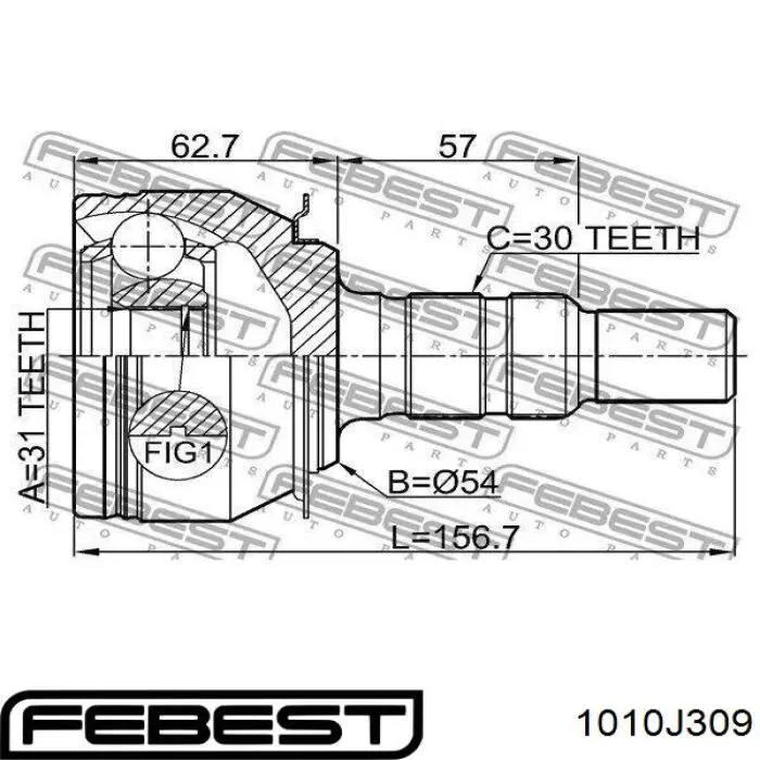 1010J309 Febest junta homocinética exterior delantera