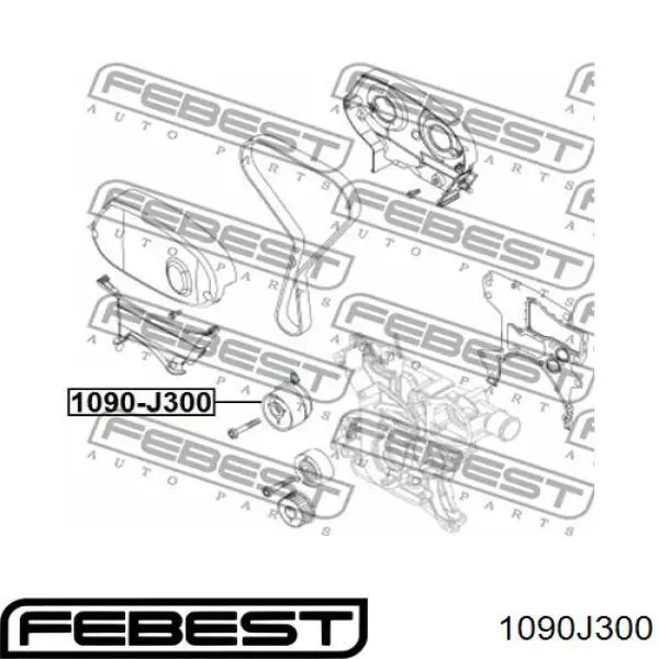 1090J300 Febest rodillo, cadena de distribución