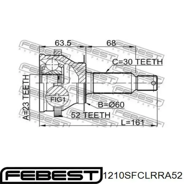 Junta homocinética exterior trasera Febest 1210SFCLRRA52 precio, desde 52,97 EUR