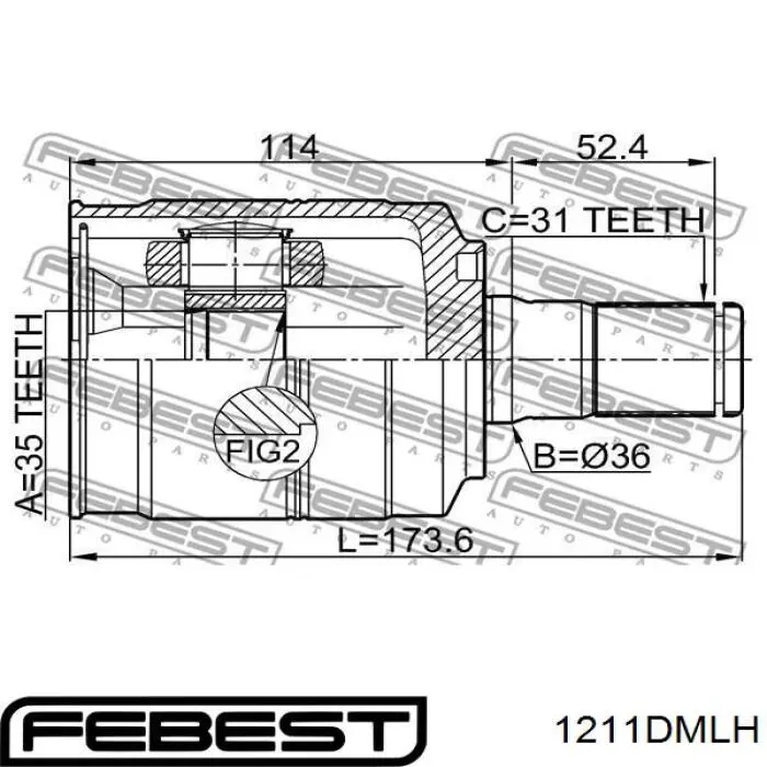 Junta homocinética interna delantera izquierda Hyundai/Kia 495822W000