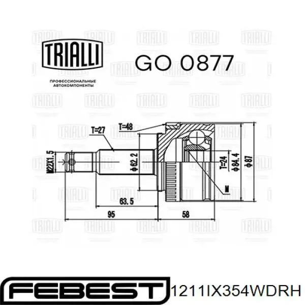 1211-IX354WDRH Febest junta homocinética interior delantera derecha