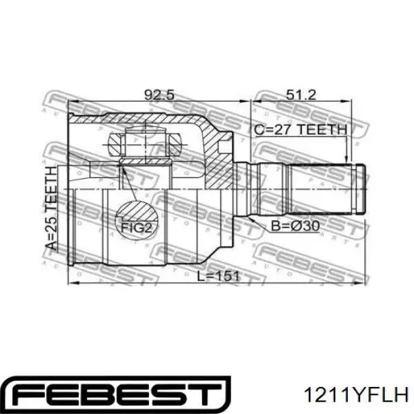 Comprar 1211YFLH Febest Junta homocinética interna delantera