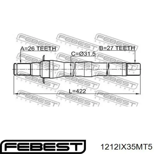 Comprar 1212IX35MT5 Febest Eje intermedio de transmisión