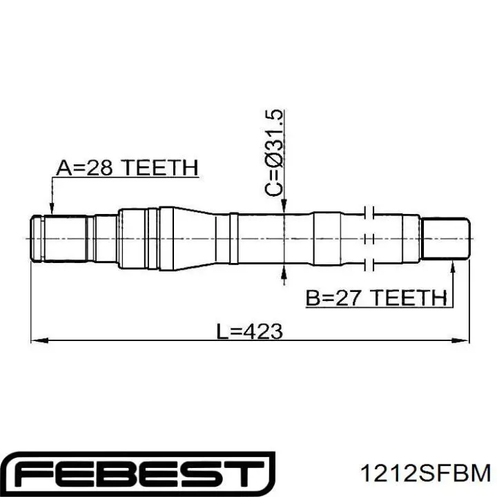 1212-SFBM Febest semieje de transmisión intermedio