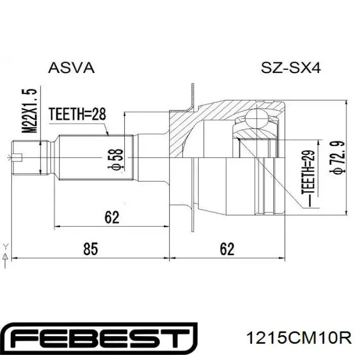Comprar 1215CM10R Febest Fuelle de semieje delantero interior