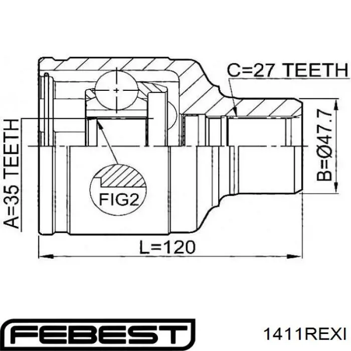 1411REXI Febest árbol de transmisión delantero