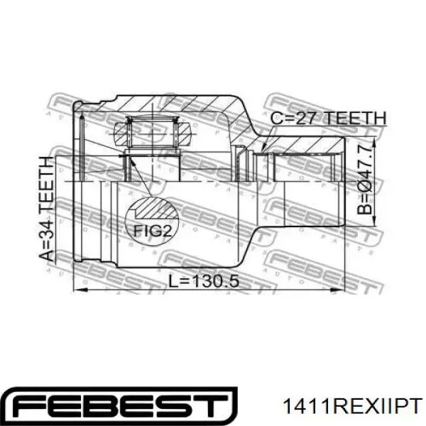 Juego de articulación, árbol de transmisión, interior delantera Febest 1411REXIIPT